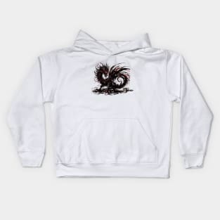 Japanese dragon painted in ink Kids Hoodie